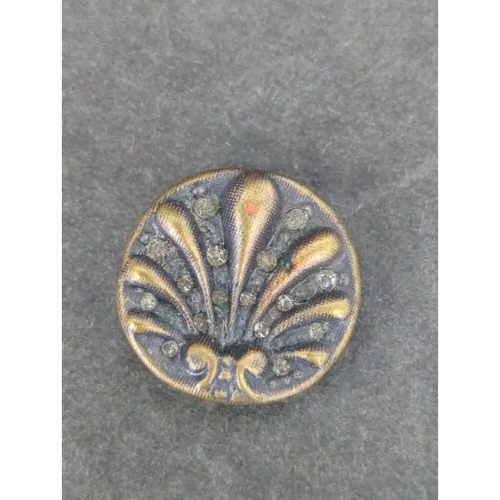LOT of 10 Antique Vintage Victorian Brass Mixed Materials Buttons ESTATE FIND